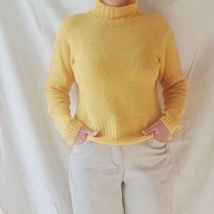 Italian Yellow Chunky Mock Neck Sweater